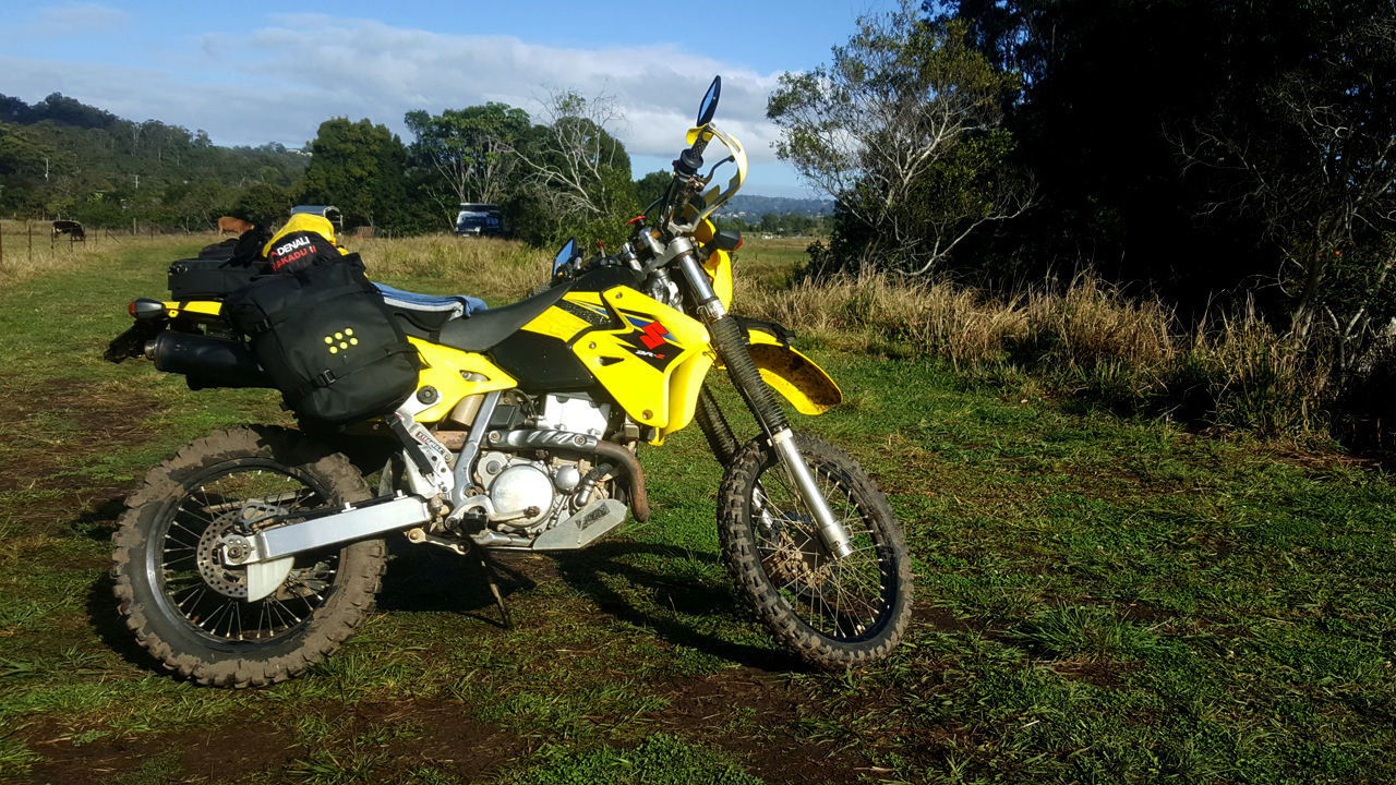 DRZ400 at Canecutters Rest camping ground