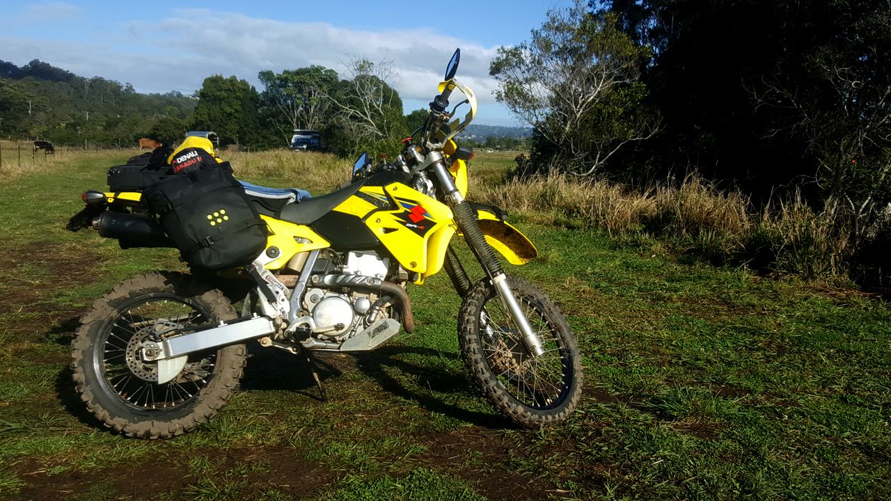 DRZ400 at Canecutters Rest camping ground